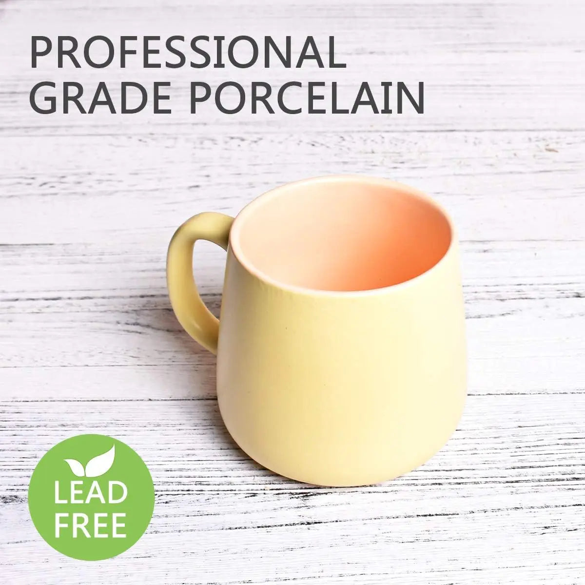Matte Ceramic Coffee Cute Mug, Tea Cup for Office and Home, 15 oz, Dishwasher and Microwave Safe, 1 Pack (Yellow)