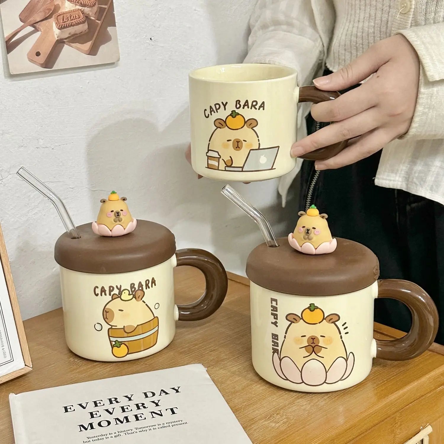 Capybara Ceramic Breakfast Mug Camping Mug Autumn Home Decor Fall Coffee Mug Festive Gifts for Kids